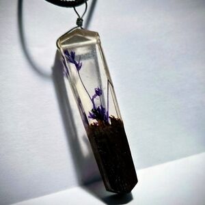 Handmade Purple Flower Resin Pendant Necklace